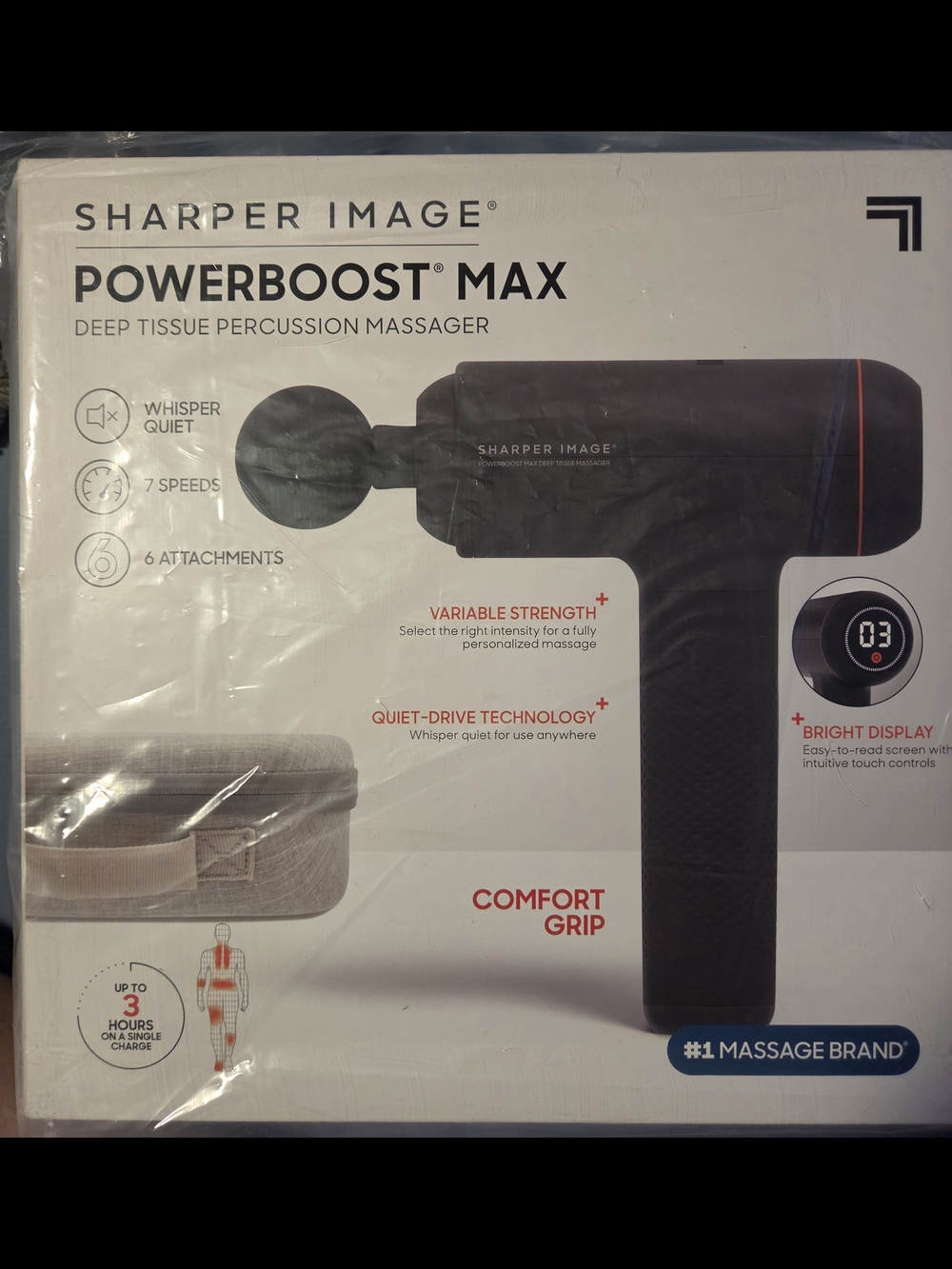 Sharper Image PowerBoost Max Deep Tissue Percussion Massager - Black